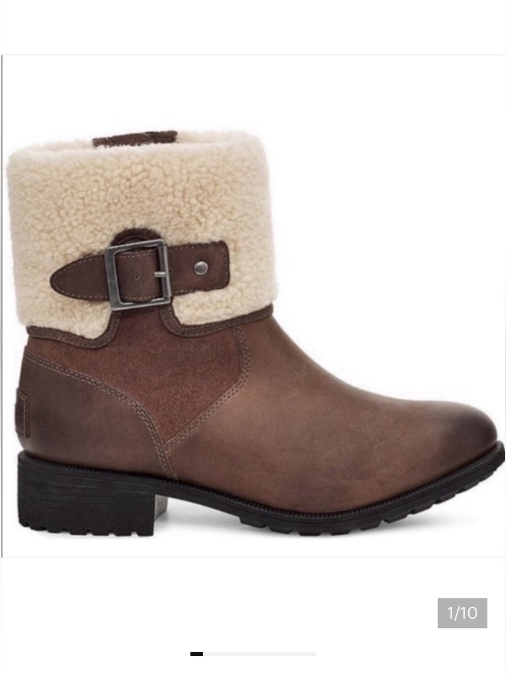 UGG Brown Shearling-Lined Combat waterproof winter Boots Sz 9